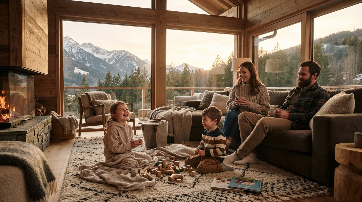 Familie i hytte